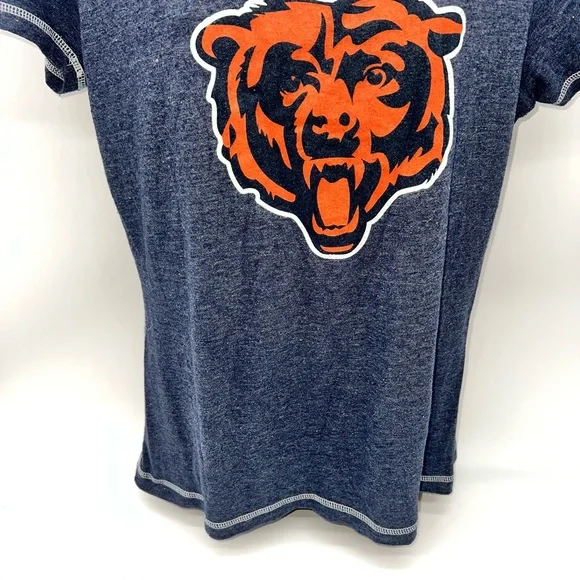 NFL Team Apparel Women's Speckled Chicago Bears Short Sleeve V-Neck T-Shirt-Sz L - Picture 4 of 10